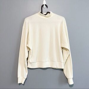 Abound Mock Neck Cozy Brushed Ribbed Knit Top XXS